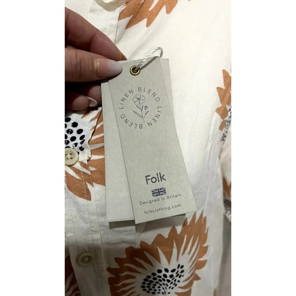 NWT Folk Mens Short Sleeve Sunflower Print Button-Up Shirt Size Small Multicolor - Picture 2 of 6